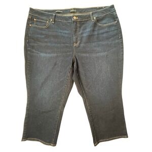 Talbots Flare Crop Jeans‎ 22W Dark Wash High Waist Cotton Blend Stretch Preppy